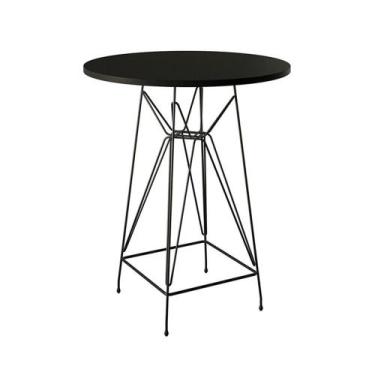 Imagem de Mesa Bistrô Alta 60Cm Preta Base Ferro Preto Cor: Preto - UP HOME