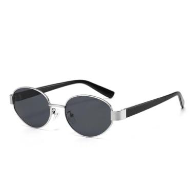 Imagem de Óculos de sol punk de metal, moda feminina, redondo, clássico, vintage, proteção UV400, festa, praia, ambiente externo, masculino (prata, preto)