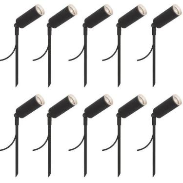 Imagem de Kit 10 Luminárias Chão Espeto Jardim Escada Móvel Preto 30Cm - Single 