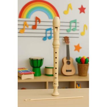 Imagem de Flauta doce soprano resina escolar estudo com vara de limpeza - Genéri