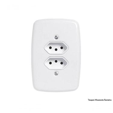 Imagem de Tomada Dupla Ideale Br 2pt+t C/pl 10a 250v 3213 C/12pcs