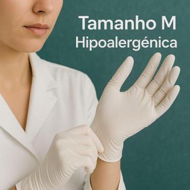 Imagem de Luva Descartavel sem pó kit com 100 unidades branca tamanho do P ao G 