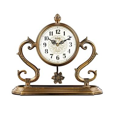 Imagem de Despertador retrô silencioso relógio de mesa sala de estar casa relógio pêndulo relógio de mesa relógio de mesa ornamentos relógio sentado luz de mesa relógio de mesa luxo relógio de mesa