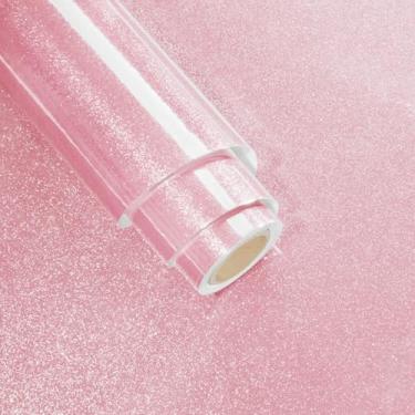 Imagem de Wallderful Papel de parede rosa brilhante descasque e cole papel de parede brilhante com glitter autoadesivo papel de contato rosa para bancadas armário de cozinha meninas papel de parede para quarto