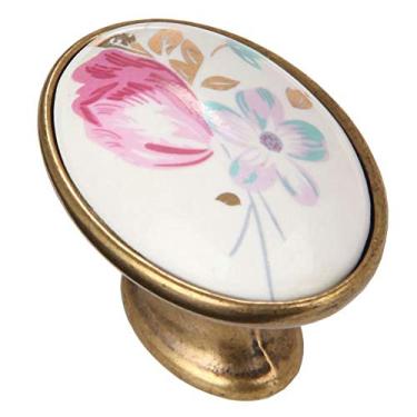 Imagem de P9IDEDFH Puxadores antigos acessórios para móveis 2 peças maçanetas de cerâmica estilo francês puxadores de puxador de gaveta (cor: Estilo 11 orifício único) (Estilo 7 orifício único)