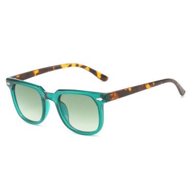 Imagem de Óculos de Sol Masculino Rivets com Lentes Gradientes UV400 e Estampa Punk Leopardo para Esportes ao Ar Livre, Corrida e Ciclismo, Cor Verde Leopardo