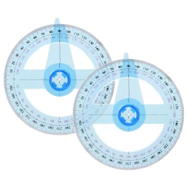 Imagem de Cretty-Meet 2 réguas de plástico transferidor de braço oscilante de 360 graus para medição de ângulo de desenho em sala de aula