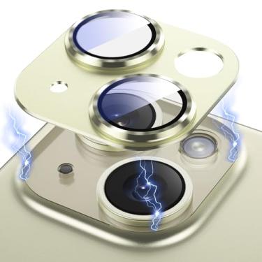 Imagem de AFARER Protetor de lente de câmera 2024 para iPhone 15/iPhone 15 Plus, capa de câmera de metal 3D antiarranhões atualizada com protetor de tela de vidro temperado 9H, película de capa de lente de