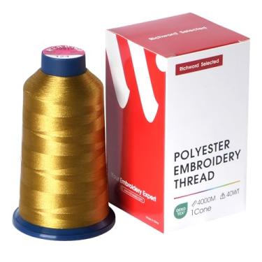 Imagem de Linha de bordado marrom selecionada Richword 4000 m (4374Y) 40WT fio de poliéster para várias agulhas comerciais e máquina de bordar de agulha única 0124