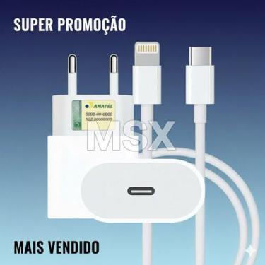 Imagem de Carregador Turbo Cabo Usb C Lightning Fonte 20W Compatível Modelo iPho