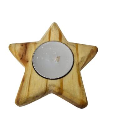 Imagem de Porta Vela Rechaud Estrela Madeira Decoração Presente