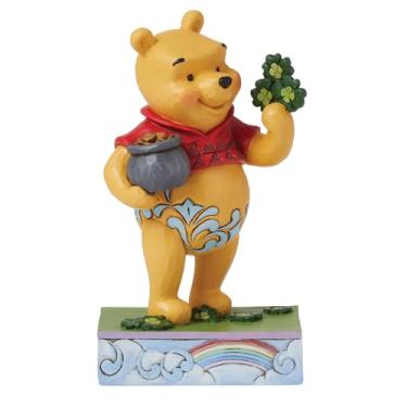 Imagem de Enesco Coleção Disney Traditions por Jim Shore Boneco do Ursinho Pooh Segurando Trevos de Quatro Folhas - Pedra Resina Pintada à Mão Estatuetas Colecionáveis Disney Estátua de Decoração de Casa, 4,5