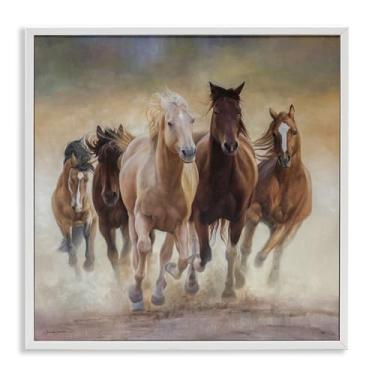 Imagem de Stupell Industries Cavalos galopantes fortes arte giclée emoldurada preta, design de James Corwin, 12 x 12