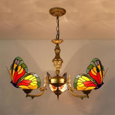 Imagem de Lustre contemporâneo de luxo com borboletas, LED, estilo americano criativo, para sala de estar, restaurante, quarto, casa de campo, hotel, café, bar, karaokê, clube. Luminária pendente de v