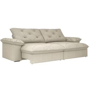 Imagem de Sofá Retrátil e Reclinável Bipartido Molas Ensacadas 2,60m 4 Lugares Amsterdã Linho Bege