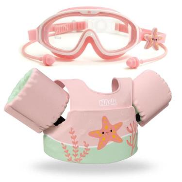 Imagem de Kit Infantil Boia Colete Salva Vidas e Óculos Natação Criança Piscina 