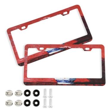 Imagem de SEHANY Molduras de placa de carro rosa dos namorados, capas de moldura de placa de carro de alumínio à prova de ferrugem com orifícios elípticos e parafusos serve para veículos padrão dos EUA tamanho