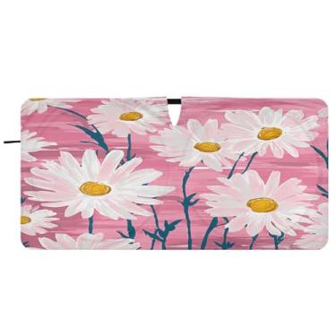 Imagem de Blueangle White Daisies Para-brisas Guarda-sol - 149.9 cm x 76.2 cm Dobrável Carro Frontal Para-sol Blocos Raios UV Viseira de Sol (131)