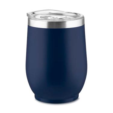 Imagem de Copo Térmico 350ml Aço Inox Parede Dupla com Tampa de Vedação e Pintura Fosca | Conserva 2h Quente/Frio | Leve, Antivazamento, Design Moderno | Ideal para Café, Chá e Água (Azul)