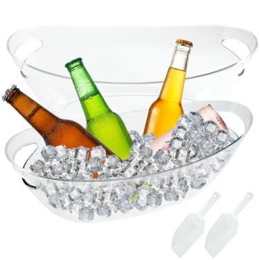 Imagem de Pacote com 2 baldes de gelo para festas, baldes de gelo acrílicos, tigelas de 5,5 L, grande champanhe, vinho, cerveja, refrigerador, recipiente com conchas, suprimentos de bar, banheira de bebidas