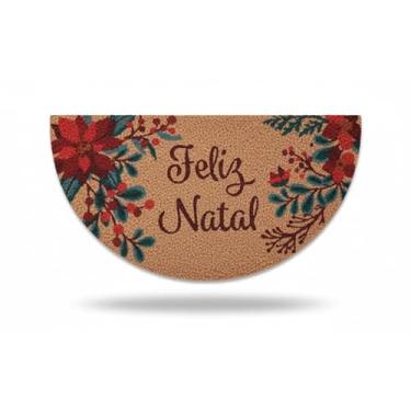 Imagem de Tapete Entrada de porta Emborrachado Meia Lua Flor Vermelha