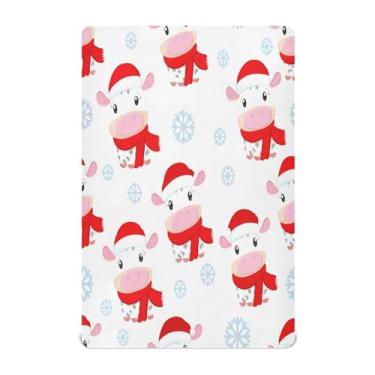 Imagem de Qilmy Lençóis de berço de vaca de inverno, de microfibra, macio, respirável, elástico, para meninos e meninas, miniberço, 132 x 71 cm, capa de colchão infantil portátil