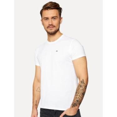 Imagem de Camiseta Tommy Jeans Masculina Slim C-neck Logo Flag Branca-Masculino