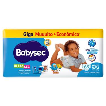 Imagem de Fralda Babysec Ultrasec Giga Tamanho XXG 68 Unidades Descartáveis