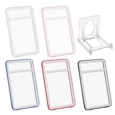 Imagem de PATIKIL Porta-crachá de grau com janelas de dupla face, 5 peças de capa protetora para cartão de identificação, porta-chaves, estojo rígido vertical com suporte de exibição para licenças de crédito de