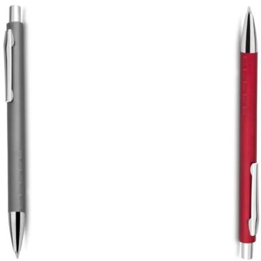 Imagem de Caneta Esferográfica em Alumínio, Escrita Azul, Retrátil com Grip Antiderrapante, Uso Profissional, 10 Unidades (Cinza e Vermelho)