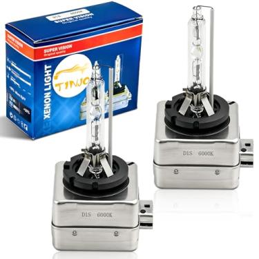 Imagem de TINJO Para farol Jeep Grand Cherokee 2008 2009 2010 2011 2012 2013 com lâmpada D1S Xenon HID apenas, farol branco brilhante 6000K substitui 35W D1SC1 OEM 4300K Dim Light, pacote com 2