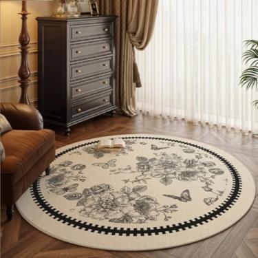 Imagem de Tapete redondo para quarto, cabeceira, vestiário, penteadeira, cadeira, tapete de chão, decoração para casa, sala de estar (diâmetro 140 cm/GU4262-QT)