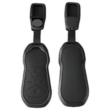 Imagem de Liga de zinco couro carro remoto chave fob caso capa escudo compatível com xpeng/xiaopeng p5 p7 g9 g3i acessórios automóveis(Black a)