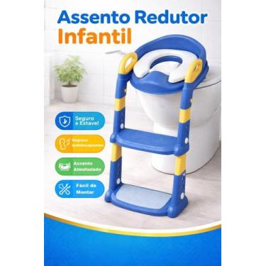 Imagem de Troninho Redutor Assento Vaso Sanitário Infantil Com Escada Azul - Imp