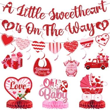 Imagem de Faixa decorativa A Little Sweetheart Is On The Way para chá de bebê, dia dos namorados, chá de bebê