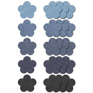 Imagem de YELARXI Remendos de ferro para roupas, remendo de reparo de tecido jeans - adequado para acampamento ao ar livre - barraca - roupas - jeans - sofá - chapéu - decoração faça você mesmo) formato de flor