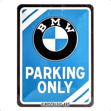 Imagem de Nostalgic-Art Placa de estanho retrô, BMW – Estacionamento apenas azul – ideia de presente para acessórios de carro, ventiladores, placa de metal, design vintage para decoração, 15 cm x 20 cm