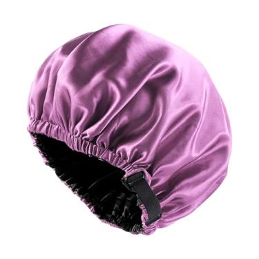Imagem de Ysyqkn Touca de seda para dormir, touca dupla face para cabelo, ideal para banho e lavagem do rosto, Violento