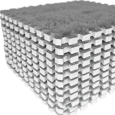 Imagem de Kit 10 Peças Tapete Eva Decoração Tatame Pelúcia(Cinza)