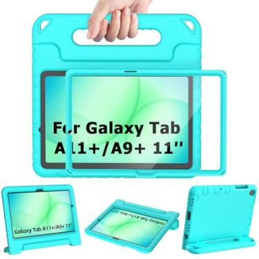 Imagem de AVAWO Capa infantil para Samsung Galaxy Tab A9+/A9 Plus 11 polegadas 2023 capa com protetor de tela integrado, leve à prova de choque com suporte para crianças (SM-X210/X216/X218), turquesa