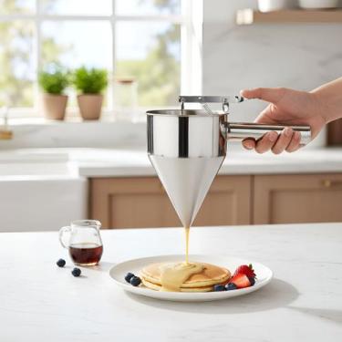 Imagem de Funil Inox Dosador para Confeiteiro 1200mL Suporte Pinóquio - GP Inox