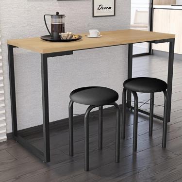 Imagem de Conjunto Mesa De Cozinha 120cm 2 Banquetas Nature
