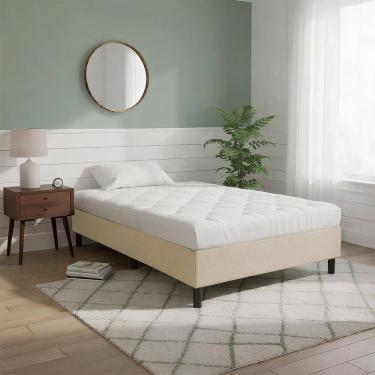 Imagem de Base Box para Cama Solteiro 188x88 Tecido Suede Bege