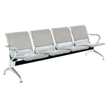 Imagem de Cadeira Longarina Com Est Cromada 4 Lugares Colors Cinza Claro