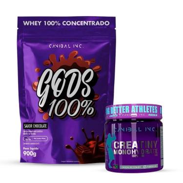 Imagem de Gods Whey 100% 900g Refil e Creatina 150g pura Canibal Inc-Unissex