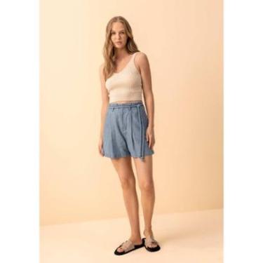 Imagem de Shorts Em Jeans E Liocel Com Cintura Alta E Cinto-Feminino