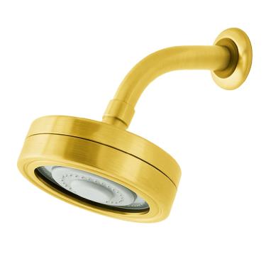 Imagem de Ducha Chuveiro Redondo de ABS com Sistema Autolimpante Acabamento Dourado Escovado DP6720P