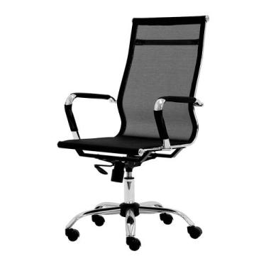 Imagem de Cadeira Giratória Home Office Executive Preta Tela Mesh Não Risca o Ch