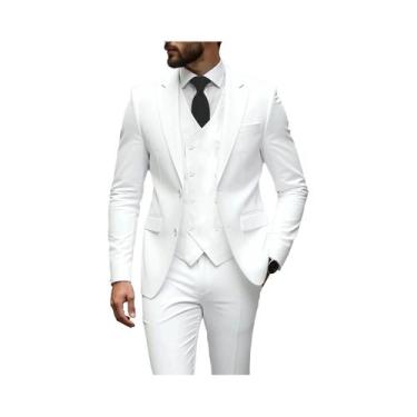 Imagem de Terno Slim Fit De 3 Peças Para Casamento Masculino: Jaqueta, Colete E 