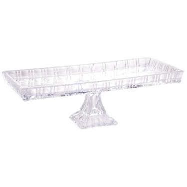 Imagem de Travessa Retangular de Cristal C/Pé Dragon Transparente 34x15x10,5cm Lyor